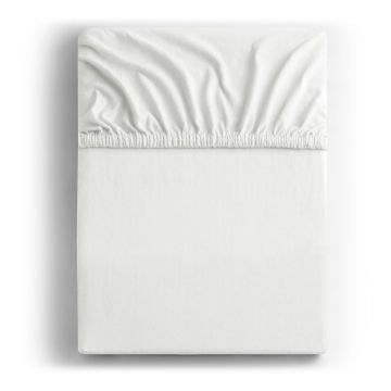 Cearceaf alb din jerseu cu elastic 220x200 cm Amber – Restilo