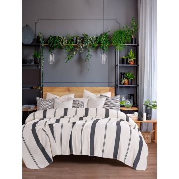 Cuvertura matlasata dubla, Lizbon - Anthracite, Viaden, Bumbac reciclat