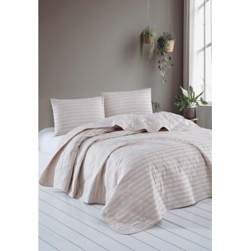 Cuvertura Single 155x200 cm, L'essentiel Maison, Water Yollu Saten, Bumbac;Poliester , Bej