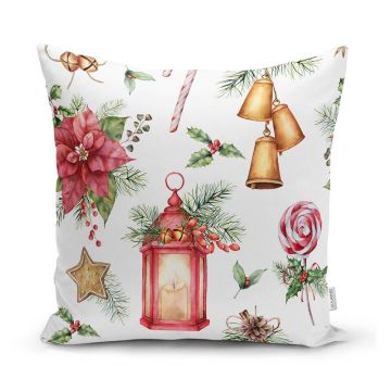 Față de pernă 43x43 cm cu model de Crăciun Lantern – Mila Home
