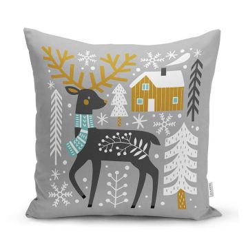 Față de pernă 43x43 cm cu model de Crăciun – Mila Home
