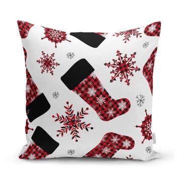 Față de pernă 43x43 cm cu model de Crăciun Tartan – Mila Home