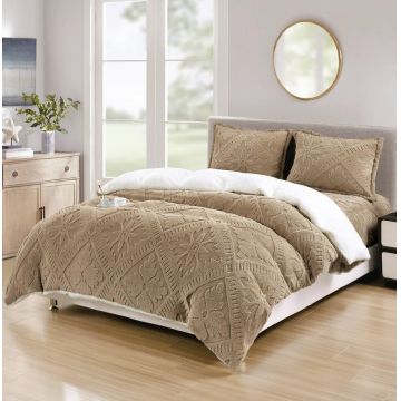 Lenjerie cu blanita, elastic 180x200 Sigma V23 Dark Bej (Cocolino)