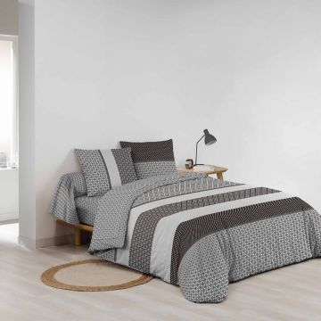 Lenjerie de pat alb-negru din bumbac pentru pat dublu/extinsă cu cearceaf inclus/cu 6 piese 240x220 cm Meiko – douceur d'intérieur