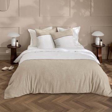 Lenjerie de pat albă/bej din bumbac pentru pat dublu/extinsă 240x220 cm Gabrielle – douceur d'intérieur