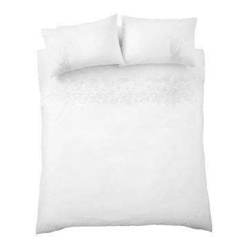 Lenjerie de pat albă din bumbac pentru pat de o persoană 135x200 cm Embroidery Floral – Bianca