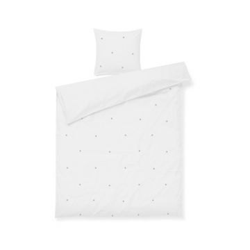 Lenjerie de pat albă din bumbac percal pentru pat de o persoană 140x200 cm Daisy – JUNA