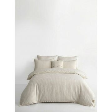 Lenjerie de pat albă din bumbac ranforcé pentru pat de o persoană 140x200 cm Waffle Striped – Mila Home Luxury