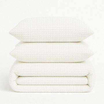 Lenjerie de pat albă din bumbac ranforcé pentru pat dublu/extinsă 240x220 cm Waffle Striped – Mila Home Luxury