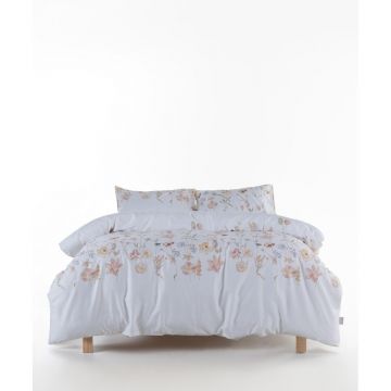 Lenjerie de pat albă din bumbac satinat pentru pat de o persoană 140x200 cm Ivory Garden Floral – Mila Home Luxury