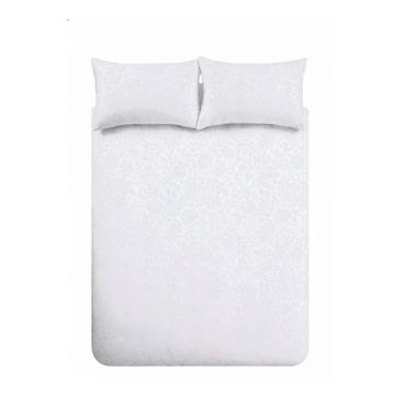 Lenjerie de pat albă din jacquard pentru pat de o persoană 135x200 cm Fleur Matelassé – Bianca