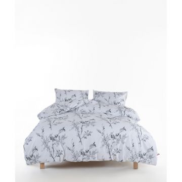 Lenjerie de pat albă/gri din bumbac ranforcé pentru pat dublu/extinsă 240x220 cm White Floral – Mila Home Luxury
