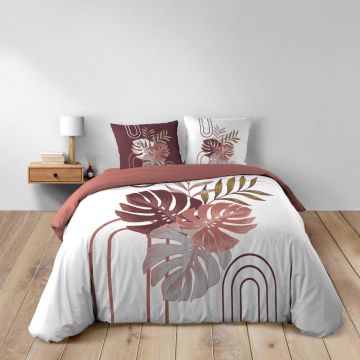 Lenjerie de pat albă/roz din bumbac pentru pat dublu/extinsă 240x220 cm Astria – douceur d'intérieur