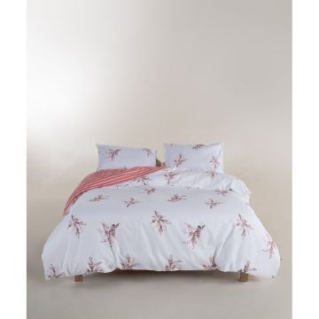 Lenjerie de pat albă/roz din bumbac ranforcé pentru pat de o persoană 140x200 cm Breeze Floral – Mila Home Luxury