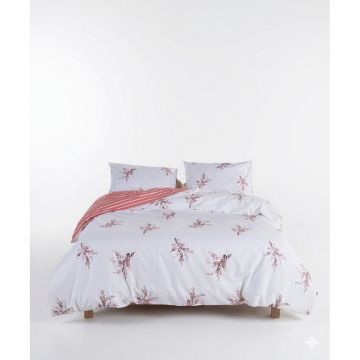 Lenjerie de pat albă-roz din bumbac ranforcé pentru pat dublu, extinsă 240x220 cm Breeze Floral – Mila Home Luxury