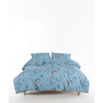 Lenjerie de pat albastră din bumbac ranforcé pentru pat dublu/extinsă 240x220 cm Blue Floral – Mila Home Luxury