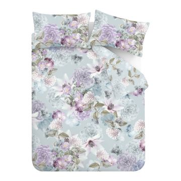 Lenjerie de pat albastru-deschis pentru pat de o persoană 135x200 cm Floral Serenity – RHS
