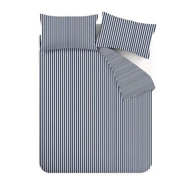 Lenjerie de pat albastru-închis din flanelă pentru pat de o persoană 135x200 cm Stripe – Catherine Lansfield