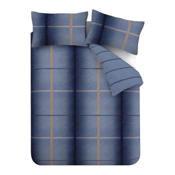 Lenjerie de pat albastru-închis din flanelă pentru pat dublu, extinsă 230x220 cm Melrose Tweed Check – Catherine Lansfield