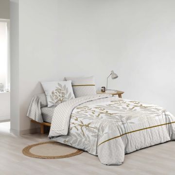 Lenjerie de pat bej din bumbac pentru pat dublu/extinsă cu cearceaf inclus/cu 6 piese 240x220 cm Raoni – douceur d'intérieur