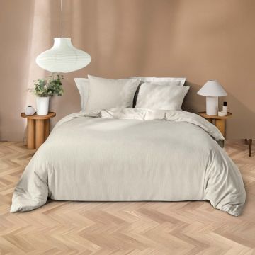 Lenjerie de pat bej din microfibră pentru pat dublu/extinsă 240x220 cm Azura – douceur d'intérieur