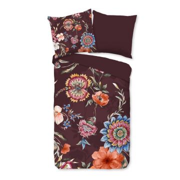 Lenjerie de pat burgundy din bumbac pentru pat de o persoană/extinsă 140x220 cm Madelief – Good Morning