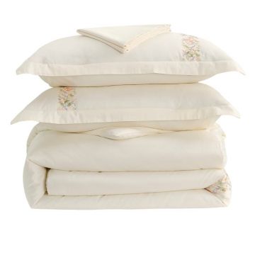 Lenjerie de pat crem din bumbac satinat pentru pat de o persoană cu cearceaf inclus/cu 6 piese 140x200 cm Maison Bloom – Mila Home Luxury