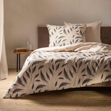 Lenjerie de pat dubla Felicity, Homla, 3 piese, 160x200 cm, microfibra din poliester, bej/negru