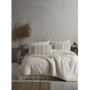 Lenjerie de pat dubla, Jade - Beige, Şaheser, Bumbac