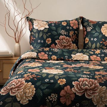 Lenjerie de pat dubla Meeri, Homla, 3 piese, 160x200 cm, bumbac satinat, multicolor