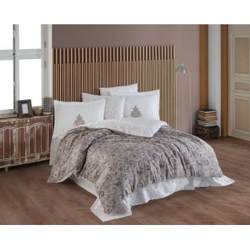 Lenjerie de pat dubla, L'essentiel Maison, Mirabel, Maro/Alb Lenjerie de pat dubla, L'essentiel Maison, Mirabel, Maro/Alb