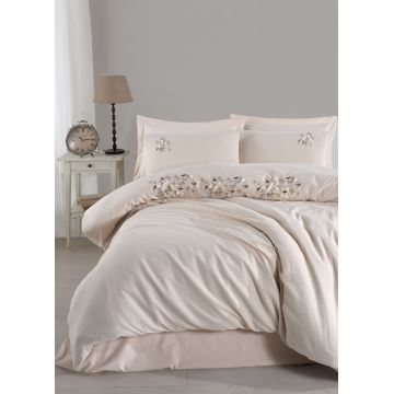 Lenjerie de pat dubla, Zenda - Beige, Şaheser, Bumbac