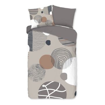 Lenjerie de pat gri din bumbac pentru pat de o persoană/extinsă 140x220 cm Hendrik – Good Morning
