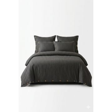 Lenjerie de pat gri închis din bumbac ranforcé pentru pat de o persoană 140x200 cm Como Striped – Mila Home Luxury