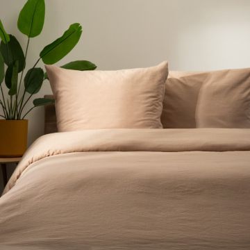 Lenjerie de pat King Size, Gossy, Homla, 3 piese, 200x220 cm, bumbac, bej