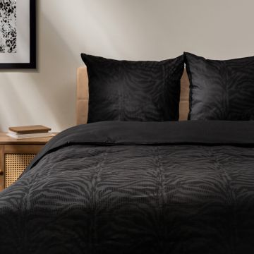 Lenjerie de pat King Size, Lyra, Homla, 3 piese, 200x220 cm, bumbac, negru