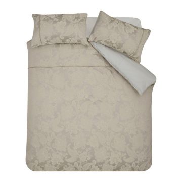 Lenjerie de pat maro deschis din jacquard pentru pat dublu, extinsă 230x220 cm Opulent Jacquard – Catherine Lansfield