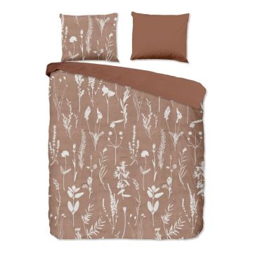 Lenjerie de pat maro din bumbac pentru pat de o persoană/extinsă 140x220 cm Rav – Good Morning