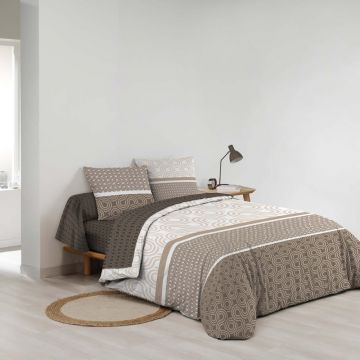 Lenjerie de pat maro din bumbac pentru pat dublu/extinsă cu cearceaf inclus/cu 6 piese 240x220 cm Pacha – douceur d'intérieur