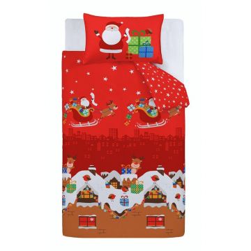 Lenjerie de pat pentru copii roșie pentru pătuț 120x150 cm Santa's Christmas Presents – Catherine Lansfield Lenjerie de pat pentru copii roșie pentru pătuț 120x150 cm Santa's Christmas Presents – Catherine Lansfield