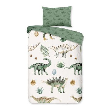 Lenjerie de pat pentru copii verde-bej din bumbac pentru pătuț 100x135 cm Gabi – Good Morning
