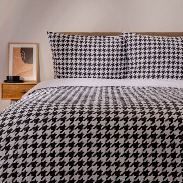 Lenjerie de pat pentru o persoana Rebeka, Homla, 2 piese, 140x200 cm, bumbac, alb/negru