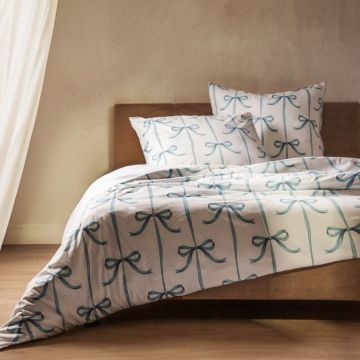 Lenjerie de pat pentru o persoana Vivienne, Homla, 2 piese, 140x200 cm, microfibra din poliester, alb/albastru