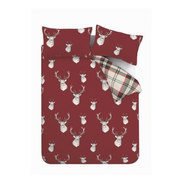 Lenjerie de pat roșie pentru pat dublu, extinsă 230x220 cm Munro Stag Check – Catherine Lansfield Lenjerie de pat roșie pentru pat dublu, extinsă 230x220 cm Munro Stag Check – Catherine Lansfield
