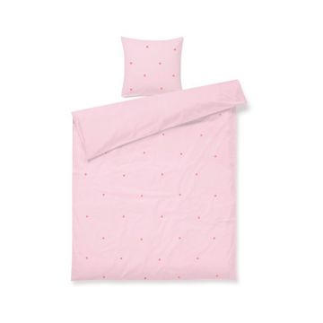 Lenjerie de pat roz din bumbac percal pentru pat de o persoană 140x200 cm Daisy – JUNA