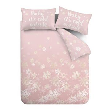 Lenjerie de pat roz pentru pat dublu 200x200 cm Baby It's Cold Outside – Catherine Lansfield