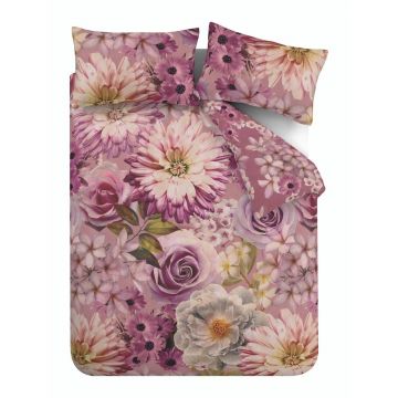 Lenjerie de pat roz pentru pat dublu, extinsă 230x220 cm Rosemoor Floral – RHS