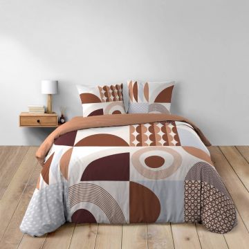 Lenjerie de pat teracotă din bumbac pentru pat dublu/extinsă 240x220 cm Gemma – douceur d'intérieur