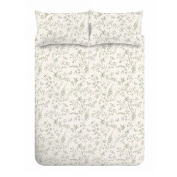 Lenjerie de pat verde-crem din bumbac pentru pat dublu, extinsă 230x220 cm Thea Floral – Bianca