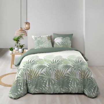 Lenjerie de pat verde din bumbac pentru pat dublu/extinsă 240x220 cm Nymea – douceur d'intérieur